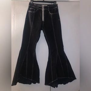 Top Shop Moto Dree Black Bell Buttoms